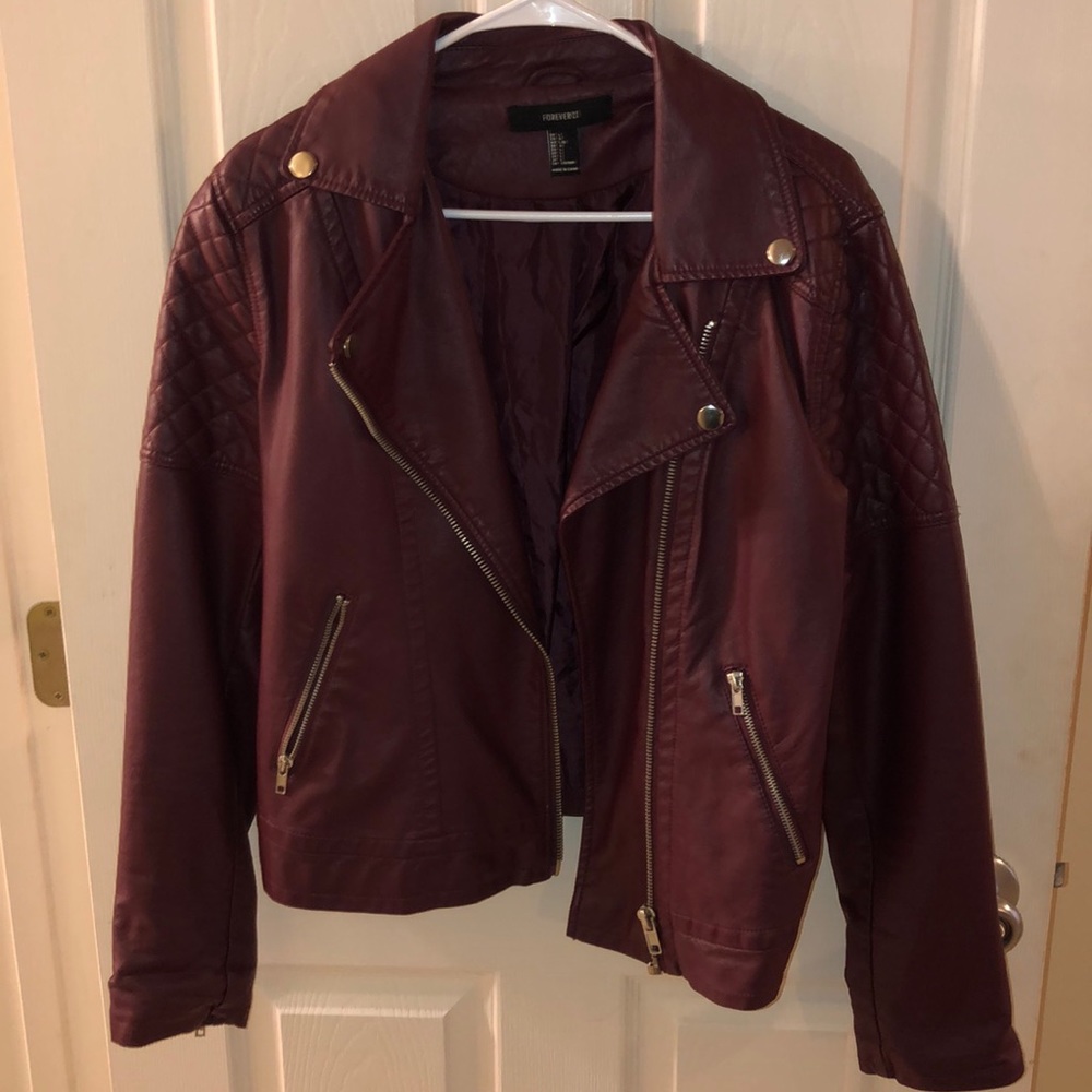 Forever 21 maroon leather jacket